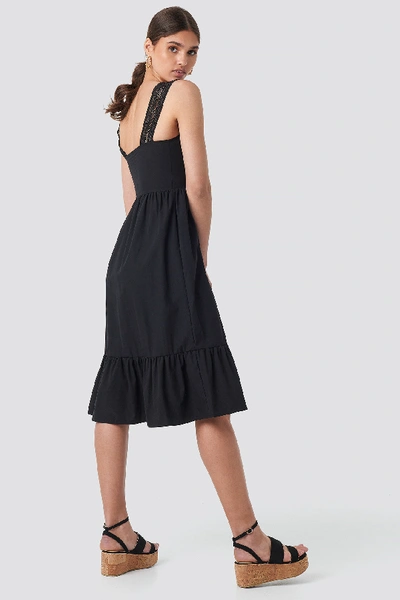 Shop Trendyol Yol Embroidered Midi Dress Black