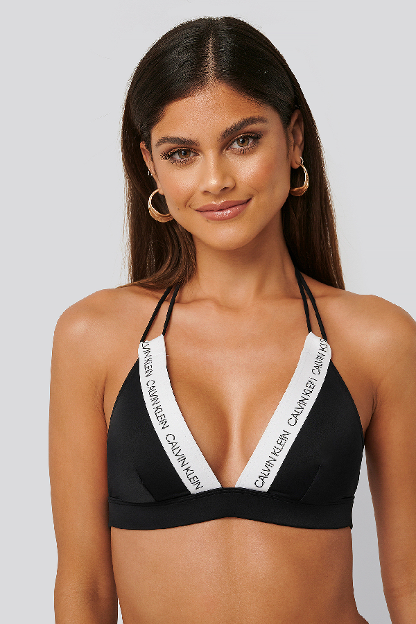calvin klein triangle bikini top black