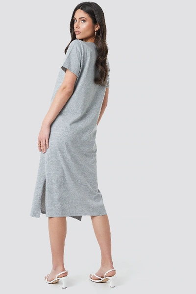 Shop Na-kd V-neck Jersey Dress - Grey In Grey Melange