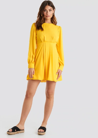 Shop Na-kd Open Back Flowy Mini Dress - Yellow In Citrus