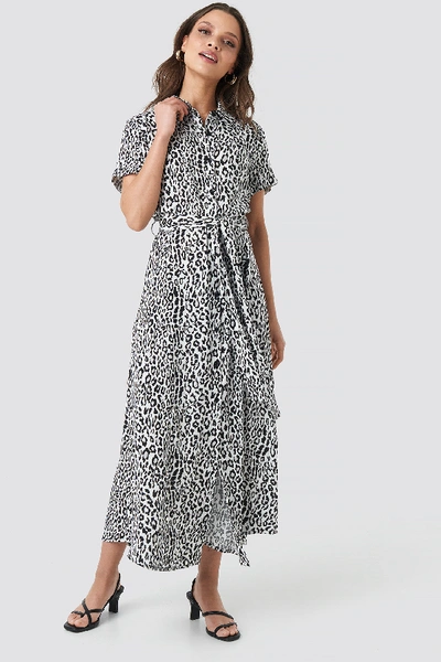 Shop Na-kd Short Sleeve Maxi Dress - Leopard