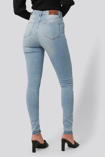 Na-kd Skinny High Waist Open Hem Jeans Tall - Blue In Light Blue | ModeSens