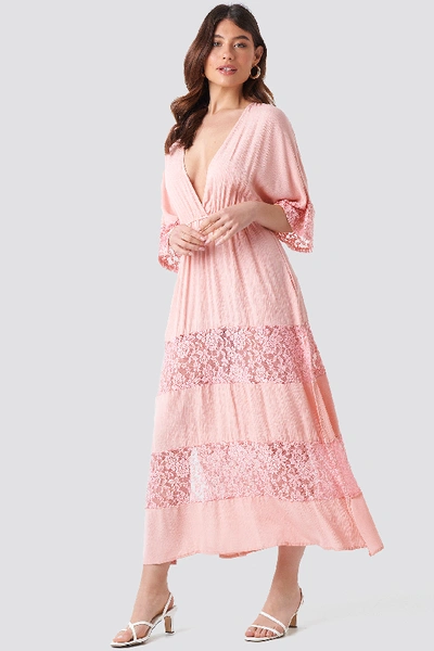 Shop Trendyol Tulum Lace Maxi Dress - Pink In Powder Pink