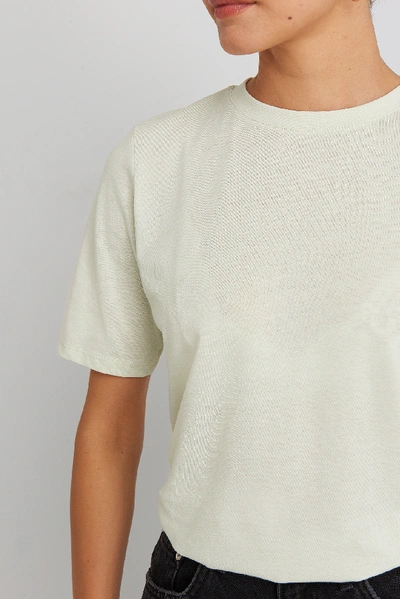 Shop Na-kd High Round Neck Tee Beige In Dusty Light Beige