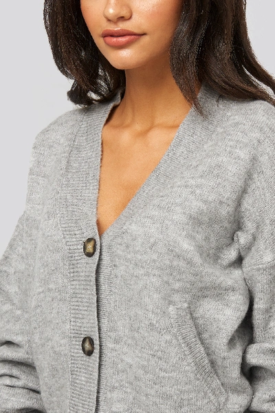 Shop Na-kd Short Button Front Cardigan - Grey