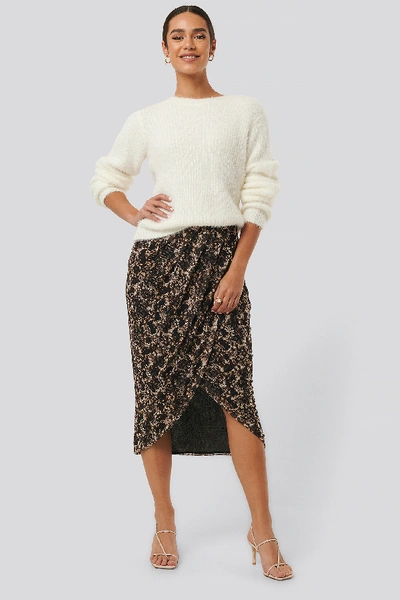 Shop Na-kd Printed Overlap Mesh Skirt - Brown In Snake