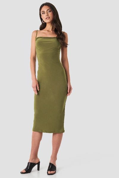 Shop Trendyol Thin Strap Midi Dress - Green In Khaki