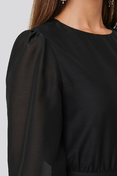 Shop Chloé Belted Puff Sleeve Dress Black