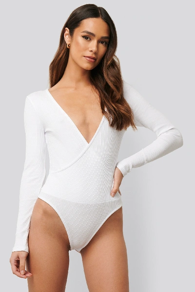 Shop Anika Teller X Na-kd Overlap Jersey Body - White