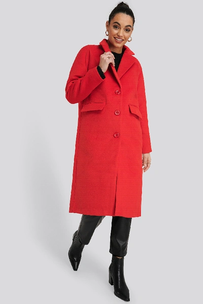Shop Na-kd Single Breasted Lapel Coat Red