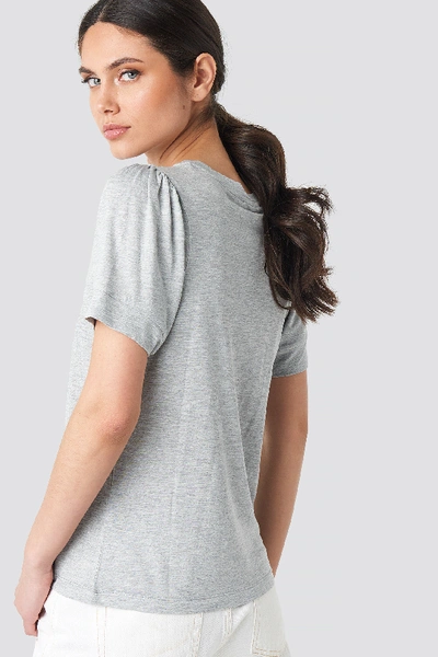 Shop Na-kd Puff Sleeve T-shirt Grey In Grey Marl