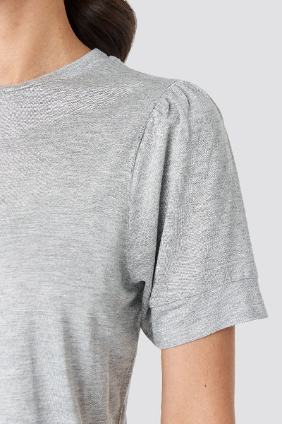 Shop Na-kd Puff Sleeve T-shirt Grey In Grey Marl