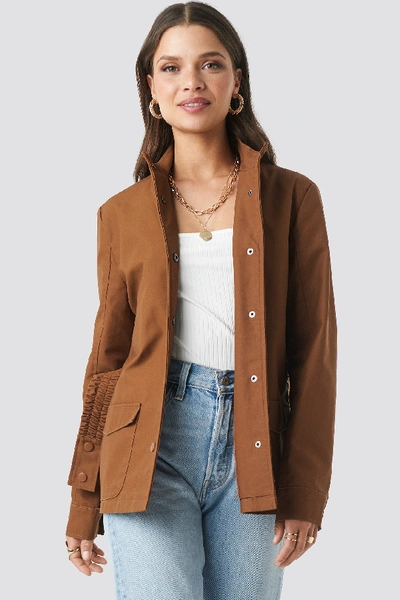 Shop Na-kd Coated Belted Jacket Brown