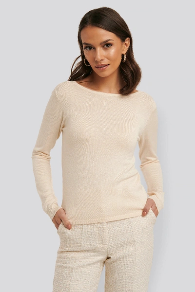 Shop Na-kd Back Cross Knitted Sweater - Beige In Offwhite