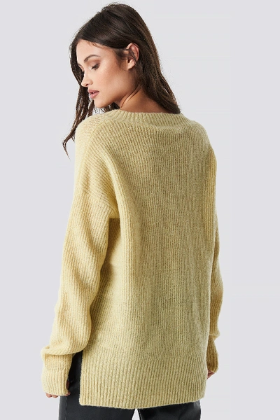 Shop Na-kd Deep V Neck Wool Blend Sweater - Yellow In Light Yellow