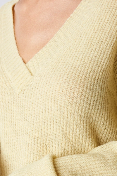 Shop Na-kd Deep V Neck Wool Blend Sweater - Yellow In Light Yellow