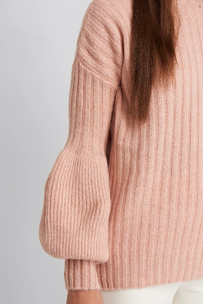Shop Trendyol High Neck Puff Sleeve Knitted Sweater - Pink