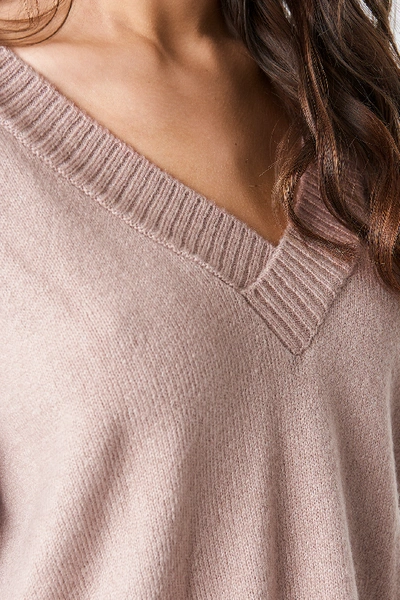 Shop Na-kd Deep V-neck Oversized Sweater Pink In Dusty Pink