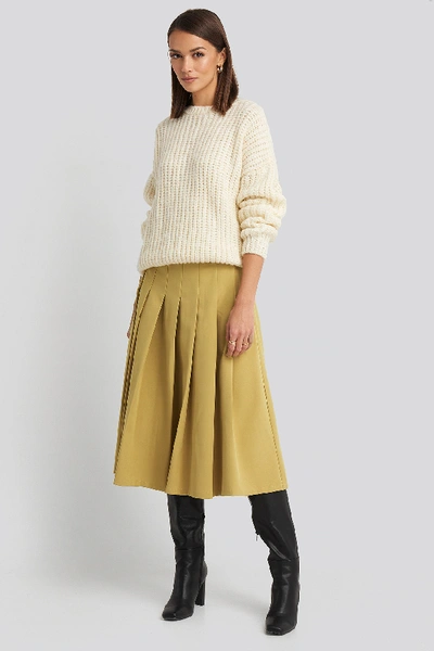Shop Na-kd Classic Tailored Pleated Midi Skirt Yellow In Lime