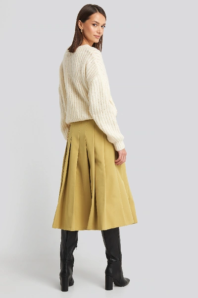 Shop Na-kd Classic Tailored Pleated Midi Skirt Yellow In Lime