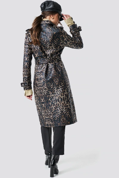 Shop Na-kd Leopard Belted Coat Multicolor In Brown Leopard