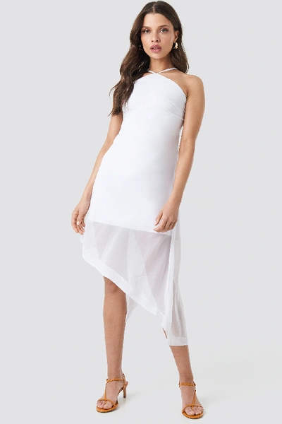 Shop Na-kd Halter Neck Midi Dress - White