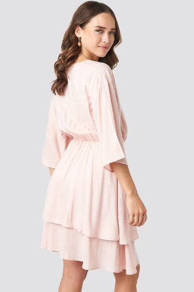 Shop Schanna X Na-kd Contrast Button Layered Dress - Pink In Nude Pink