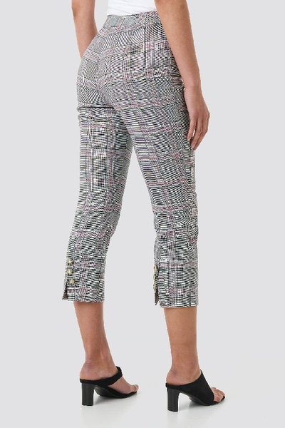 Shop Na-kd Cropped Back Slit Detail Pants - Grey In Grey Check