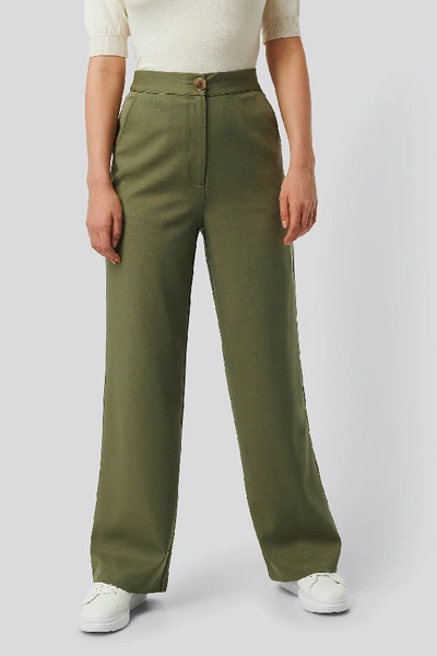 Shop Na-kd Wide Pants - Green In Khaki