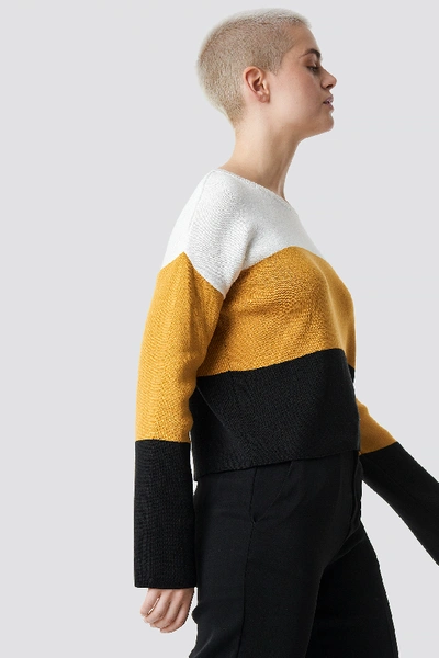 Shop Trendyol Mustard Color Blocked Sweater - Multicolor
