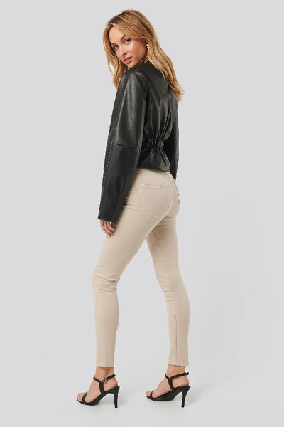 Shop Na-kd High Waist Skinny Denim Jeans - Beige In Light Beige
