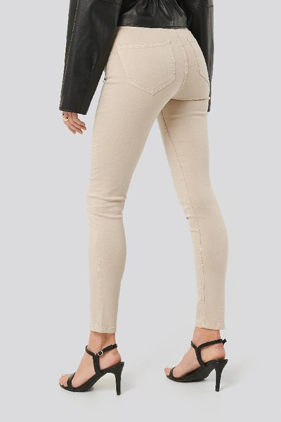 Shop Na-kd High Waist Skinny Denim Jeans - Beige In Light Beige