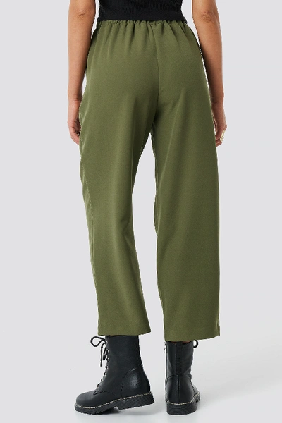 Shop Astrid Olsen X Na-kd Drawstring Suit Pants Green In Olive