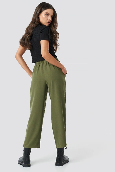 Shop Astrid Olsen X Na-kd Drawstring Suit Pants Green In Olive