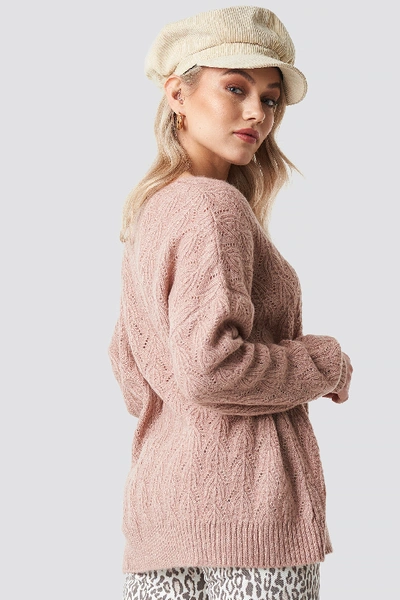 Shop Kae Sutherland X Na-kd V-neck Pattern Knitted Sweater - Pink In Light Pink