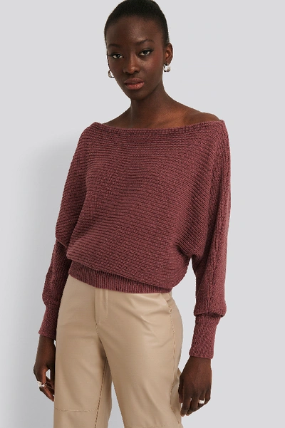 Shop Na-kd Off Shoulder Knitted Sweater - Pink In Purple Rose