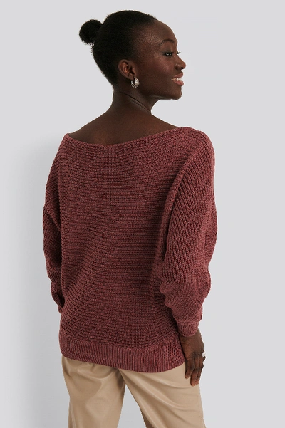 Shop Na-kd Off Shoulder Knitted Sweater - Pink In Purple Rose