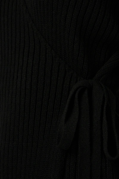 Shop Afj X Na-kd Ribbed Overlap Tie Sweater - Black
