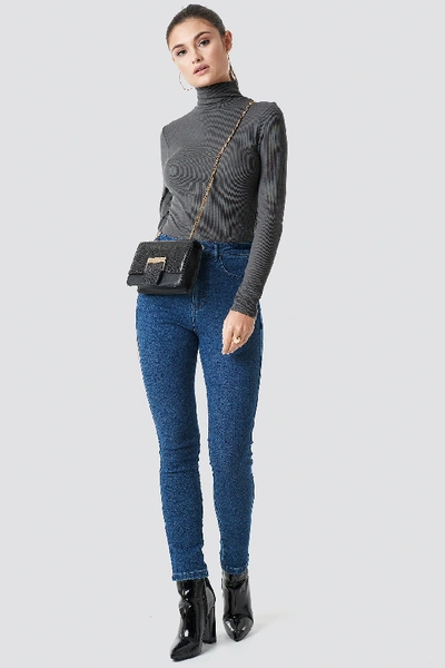 Shop Julia Wieniawa X Na-kd High Waist Slim Leg Denim - Blue In Dark Blue