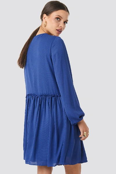 Shop Trendyol Binding Detail Frill Dress - Blue In Indigo
