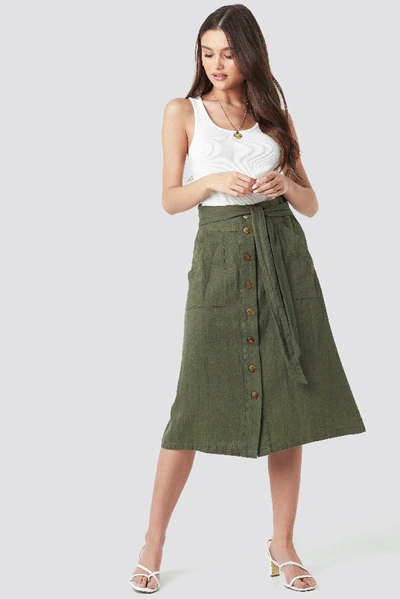 Shop Mango Comptesa Skirt - Green In Khaki