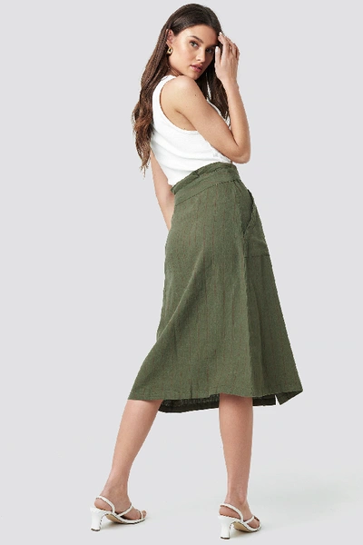 Shop Mango Comptesa Skirt - Green In Khaki