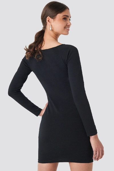 Shop Na-kd Square Neckline Fitted Dress - Black