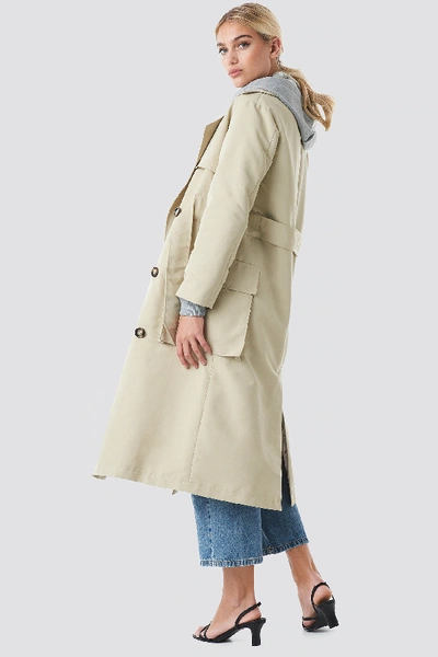 Shop Na-kd Pocket Detail Trenchcoat Beige