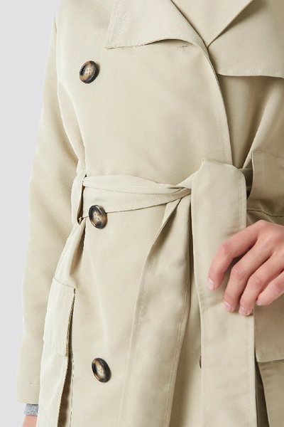 Shop Na-kd Pocket Detail Trenchcoat Beige