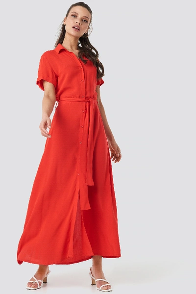Shop Na-kd Short Sleeve Maxi Dress - Red