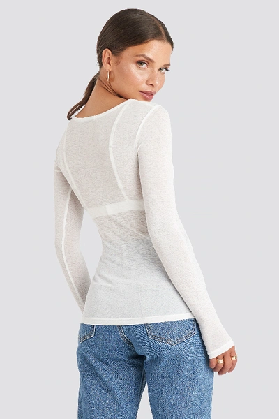 Shop Na-kd Light Button Up Long Sleeve Top - White In Offwhite