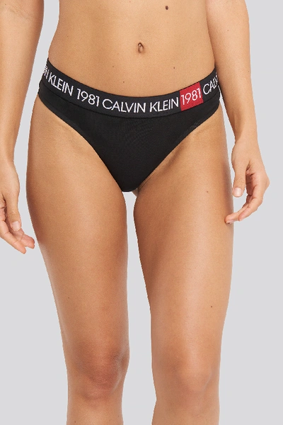 Shop Calvin Klein Cotton Coordinate Thong Black