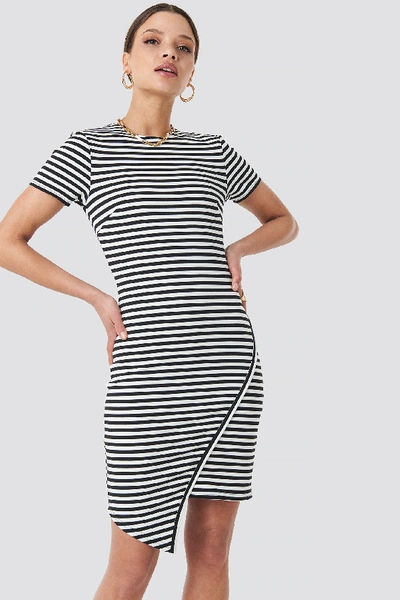 Shop Na-kd Striped Bodycon Dress - Black,white In Black/white