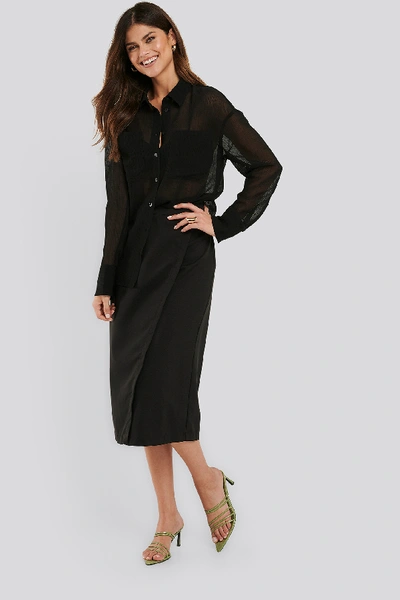 Shop Na-kd Classic Tailored Overlap Midi Skirt - Black